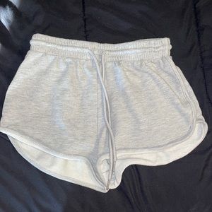 Gray shorts.